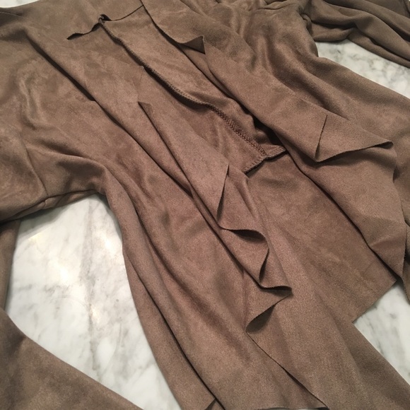 Faux suede leather fashion blazer - Picture 3 of 5